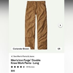 Patagonia Work Pants Men’s Canvas Utility Brown Reinforced Knees